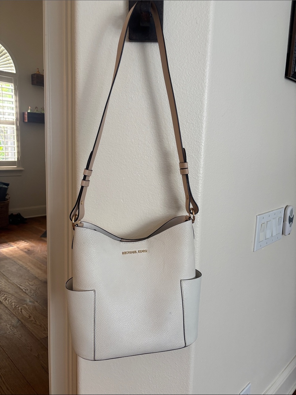 Michael Kors Cream Pebbled Leather Shoulder Hobo - Picture 4 of 16
